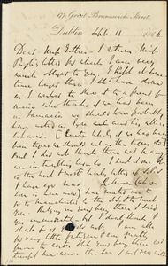 Letter from Richard Davis Webb, Dublin, [Ireland], to Mary Anne Estlin, 1866 Sept[ember] 11