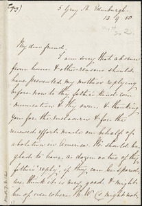 Letter from Eliza Wigham, Edinburgh, [Scotland], to Mary Anne Estlin, 1850 [September] 13