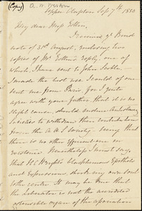 Letter from Isabella Massie, Upper Clapton, [England], to Mary Anne Estlin, 1850 Sep[tember] 7