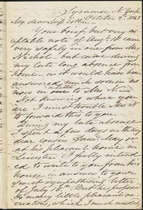 Letter from Samuel Joseph May, Syracuse, [New York], to Mary Anne Estlin, 1865 October 2