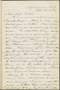 Letter from Samuel Joseph May, Syracuse, [New York], to Mary Anne Estlin, 1866 Feb[ruary] 25