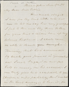 Letter from Sarah Allibone Speakman McKim, Philadelphia, [Pennslyvania], to Mary Anne Estlin, 1853 June 17th