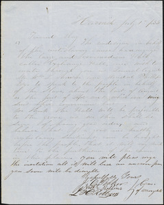 Letter from J.O. Baker, Harwich, [Massachusetts], to Samuel May, 1833 July 1