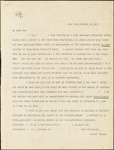Letter from Arthur Tappan, New York, [New York], to William Lloyd Garrison, 1831 October 12