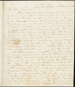 Letter from Samuel Joseph May, Brooklyn, [Connecticut], to William Lloyd Garrison, 1834 Nov[ember] 24