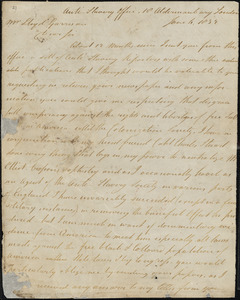 Letter from Joseph Phillips, Anti-Slavery Office, 18 Aldermanbury, London, [England], to William Lloyd Garrison, 1832 June 6