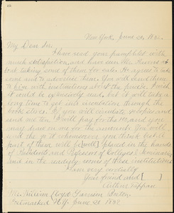 Letter from Arthus Tappan, New York, [New York], to William Lloyd Garrison, 1832 June 20