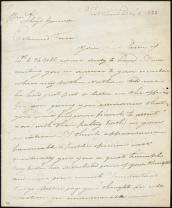 Letter from Isaac Winslow, Portland, [Maine], to William Lloyd Garrison, 1832 Dec[ember] 6
