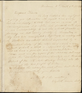 Letter from Elizabeth Brewer, Providence, [Rhode Island], to William Lloyd Garrison and Isaac Knapp, 1833 [February] 6th