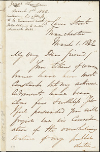 Letter from George Thompson, Manchester, [England], to Maria Weston Chapman, 1842 March 1