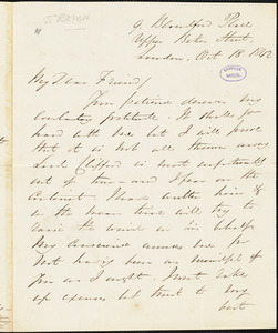 Letter from George Thompson, London, [England], to Richard Davis Webb, 1842 Oct[ober] 18
