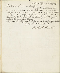 Letter from Frederick A. Hinton, Phila[delphi]a, [Pennsylvania], to William Lloyd Garrison and Isaac Knapp, 1833 Dec[embe]r 10th