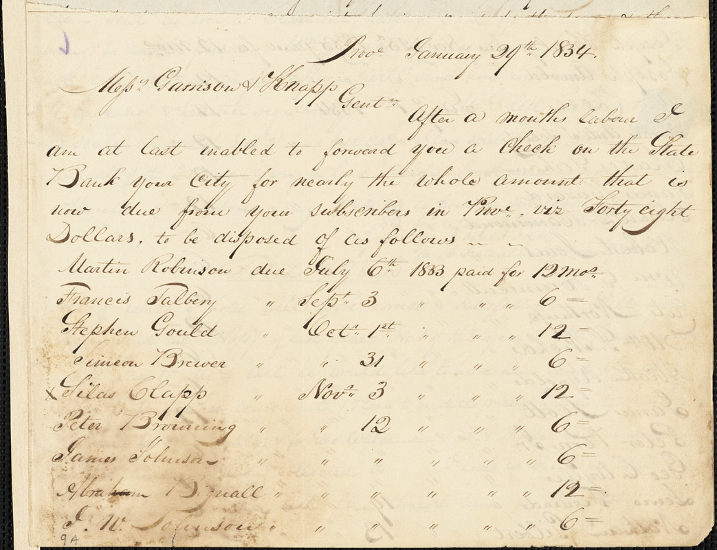 Letter from Henry Egbert Benson, Prov[idence, Rhode Island], to William