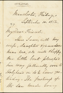 Letter from George Thompson, Manchester, [England], to Richard Davis Webb, 1852 September 10
