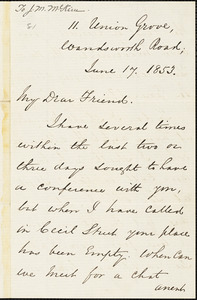 Letter from George Thompson, London, [England], to James Miller M'Kim, 1853 June 17
