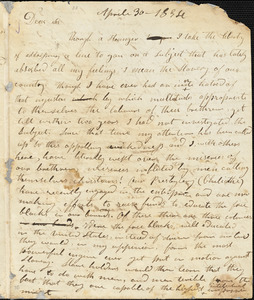 Letter from Robert Rutherford, [Brown County, Ohio], to William Lloyd Garrison, 1834 April 30