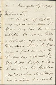 Letter from George Thompson, Ramsgate, [England], to Richard Davis Webb, 1859 Sep[tember] 21