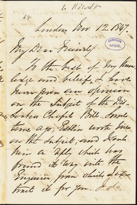 Letter from George Thompson, London, [England], to Richard David Webb, 1847 Nov[ember] 12