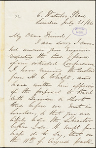 Letter from George Thompson, London, [England], to Richard David Webb, 1846 July 21