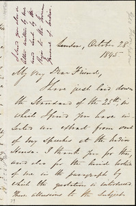 Letter from George Thompson, London, [England], to Maria Weston Chapman, 1845 October 28