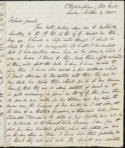 Letter from George Thompson, London, [England], to Maria Weston Chapman, 1845 October 2