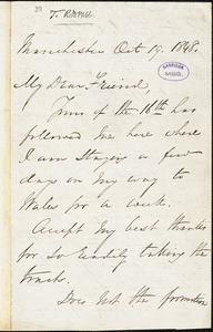 Letter from George Thompson, Manchester, [England], to Richard Davis Webb, 1848 Oct[ober] 19
