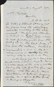 Letter from Calvin Ellis Stowe, London, [England], to Moses Dresser Phillips, 1856 Aug[ust] 18