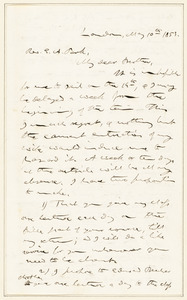 Letter from Calvin Ellis Stowe, London, [England], to Edwards Amasa Park, 1853 May 10
