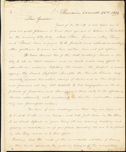 Letter from George William Benson, Providence, [Rhode Island], to William Lloyd Garrison, 1834 [June] 26th