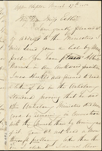 Letter from Isabella Massie, Upper Clapton, [England], to Mary Anne Estlin, 1852 March 27