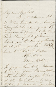 Letter from Isabella Massie to Mary Anne Estlin, 1851 Sept[ember] 27