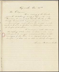 Letter from Susan B. Hunt, Weymouth, [Massachusetts], to Maria Chapman Weston, [Year of publication unknown] December 15