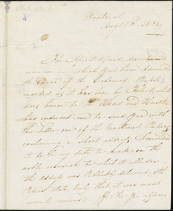 Letter from Alexander Grant, Montreal, [Quebec], to William Lloyd Garrison, 1834 Aug[us]t 25th