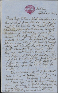 Letter from Richard Davis Webb, Dublin, [Ireland], to Mary Anne Estlin, 1865 April 27