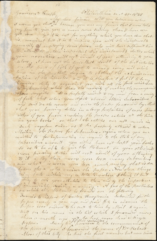 Letter from Arnold Buffum, Philadelphia, [Pennsylvania], to William ...