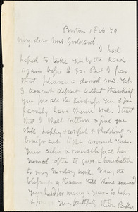 Letter from Theodore Parker, Boston, [Massachusetts], to Matilda Goddard, 1859 Feb[ruary] 1