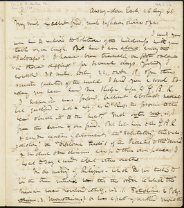 Letter from Theodore Parker, Away-down East [Augusta, Maine], to Convers Francis, [18]41 Aug[ust] 26