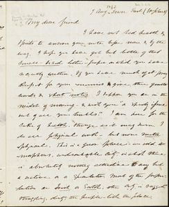 Letter from Theodore Parker, Down East, St. John, [U.S. Virgin Islands], to Convers Francis, 1842 Aug[ust] 9