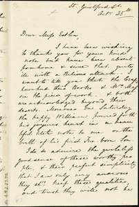 Letter from Harriet Lupton, Headingley, near Leeds, [England], to Mary Anne Estlin, [Year of publication unknown] Oct[ober] 25