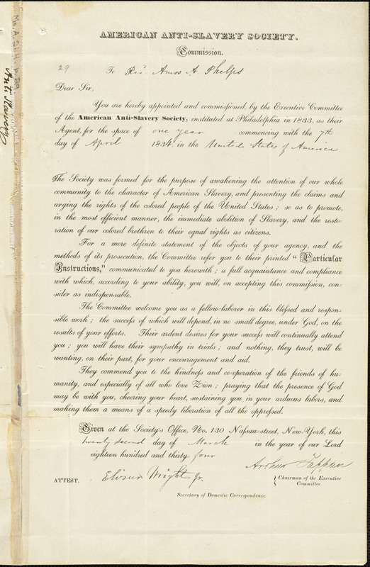 Letter From Arthur Tappan, New York, To Amos Augustus Phelps, 1834 ...