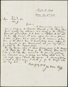 Letter from Joseph Warren Cross, Boxboro, [Massachusetts], to Amos Augustus Phelps, Joseph Warren Alden, and Daniel Wise, 1839 Aug[ust] 17