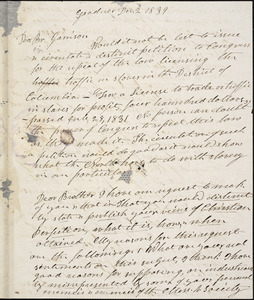 Letter from Sumner Lincoln, Gardner, [Massachusetts], to William Lloyd Garrison, 1839 Dec[ember] 2