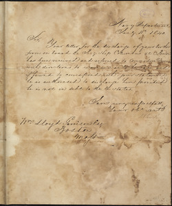Letter from James Kirke Paulding, Navy Department, to William Lloyd Garrison, 1840 Jan[uar]y 11th