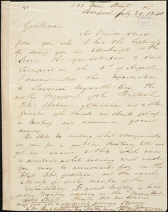Letter from John Borne, 131 Vine Street, Liverpool, [England], to William Lloyd Garrison, 1840 July 29