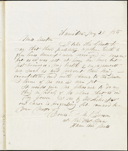 Letter, Hamilton, [Massachusetts], to Anne Warren Weston, [1838] Jan[uar]y 20