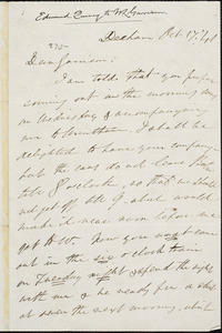 Letter from Edmund Quincy, Dedham, [Massachusetts], to William Lloyd Garrison, [18]41 Oct[ober] 17