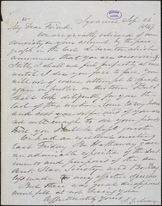Letter from Samuel Joseph, Syracuse, [New York], to William Lloyd Garrison, 1847 Sep[tember] 26