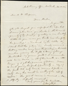Letter from Elizur Wright, New York, [New York], to Maria Weston Chapman, 1836 Nov[ember] 10