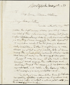 Letter from Theodore Dwight Weld, New York, to Anne Warren Weston, [18]37 May 1st
