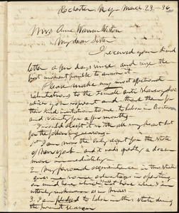 Letter from Theodore Dwight, Rochester, [New York], to Anne Warren Weston, 1836 March 23